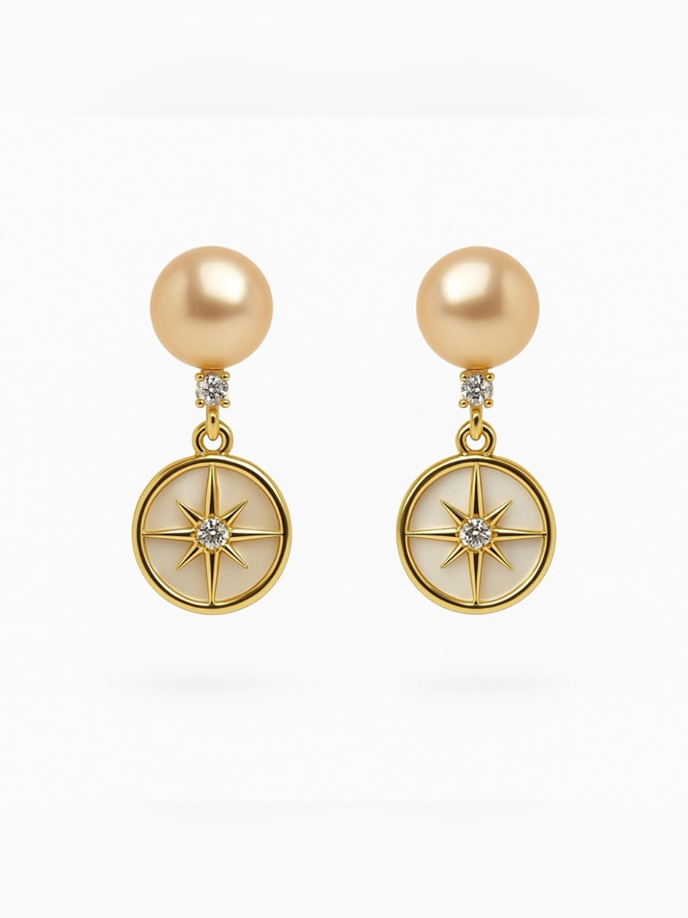 Freshwater Pearl & Mother of Pearl Dangle Stud Earrings